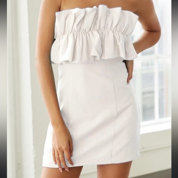 Faux Leather Strapless Mini Dress NWT - Picture 1 of 3